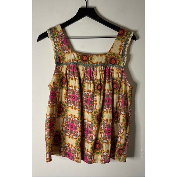 Anthropologie Let Me Be Abstract Ruffled Tank Size 8 - Picture 2 of 8